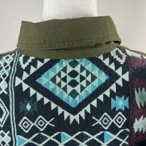 Beautiful Stories Anthropologie Inika Olive Green Utility Jacket S Embroidered - Picture 12 of 16